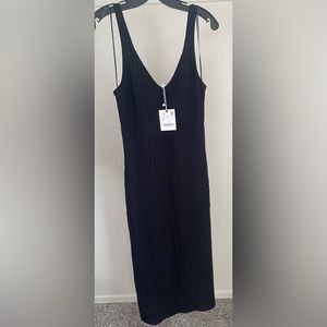 Zara Black Ribbed Dress- L